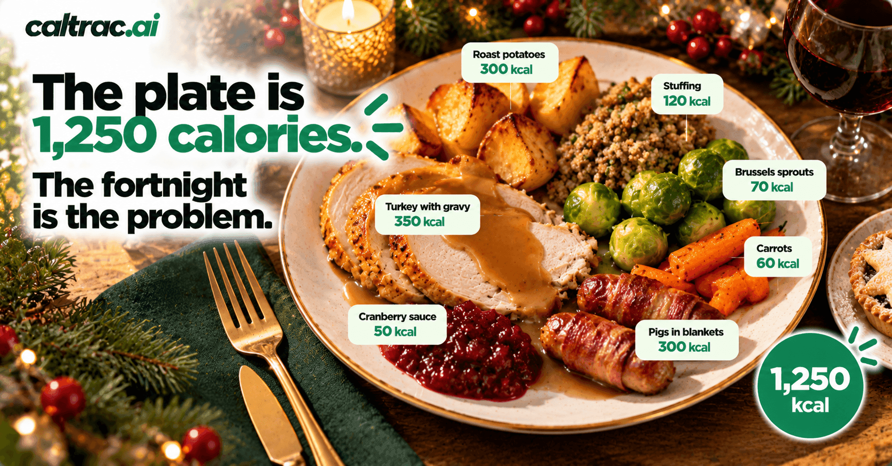 Christmas Dinner Calories: Every Dish on the Plate From USDA Data, How Much People Really Gain, and What the One Trial Found Works