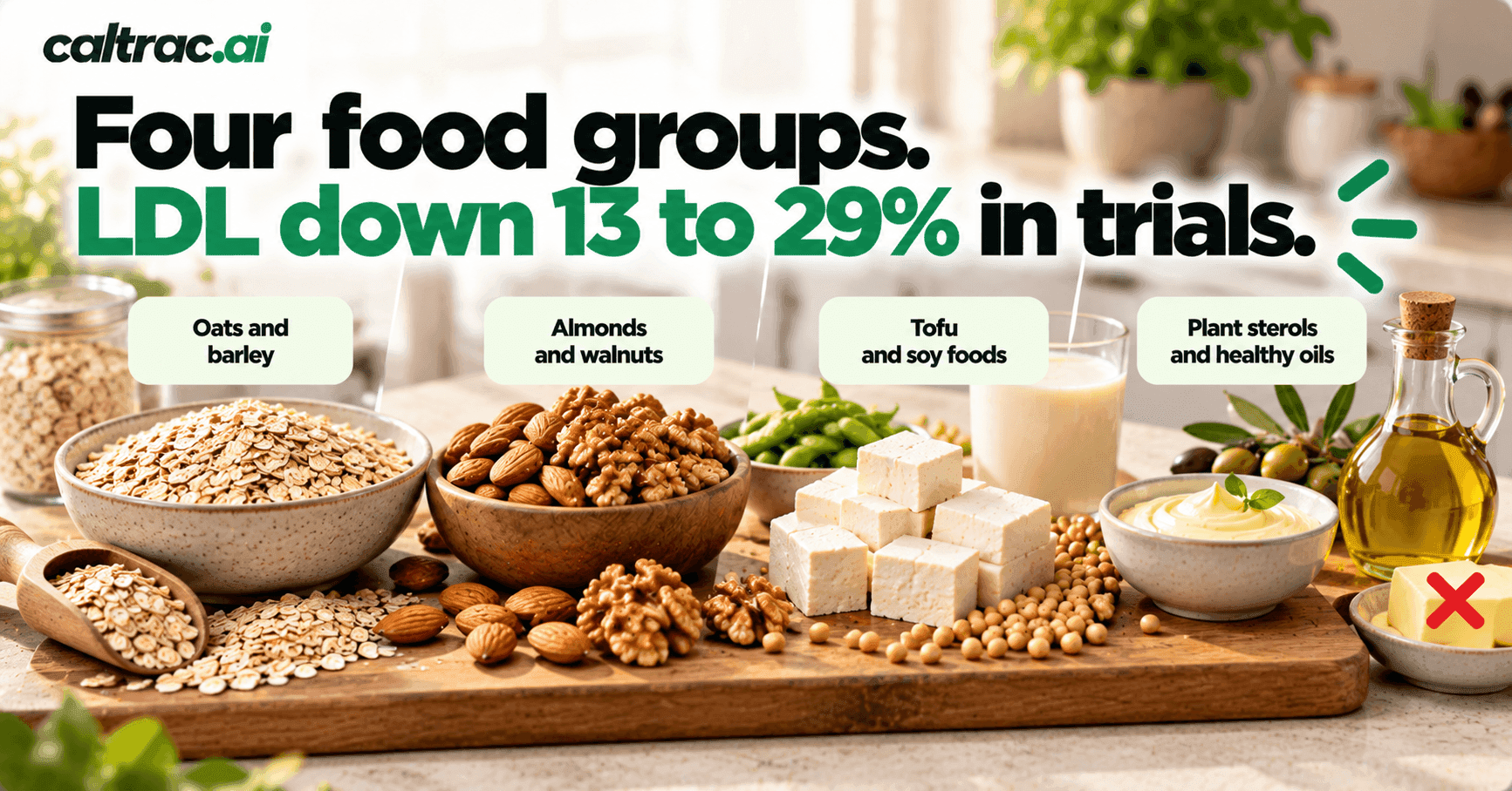 Foods That Lower Cholesterol: The Portfolio Diet Trials, What Each Food Does to LDL, and a USDA-Built Shopping List